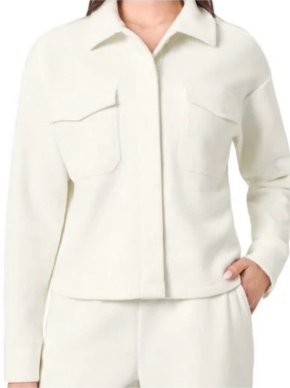 Mondetta ✨Cream Button-Front Shirt Jacket
